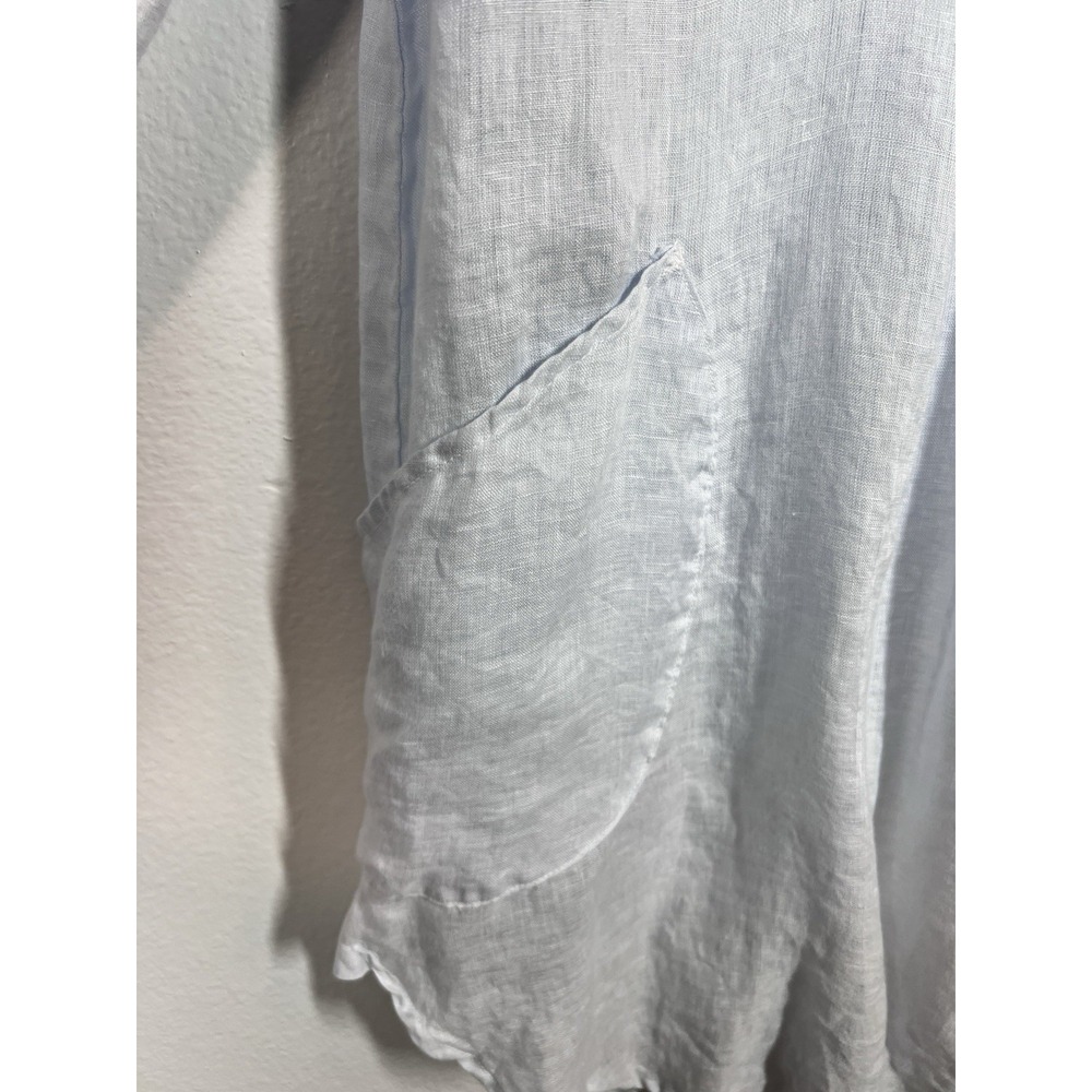 CP Shades Tunic Women's S Light Blue 100% Linen Sheer Pockets Top Boho Lagenlook - Picture 5 of 9